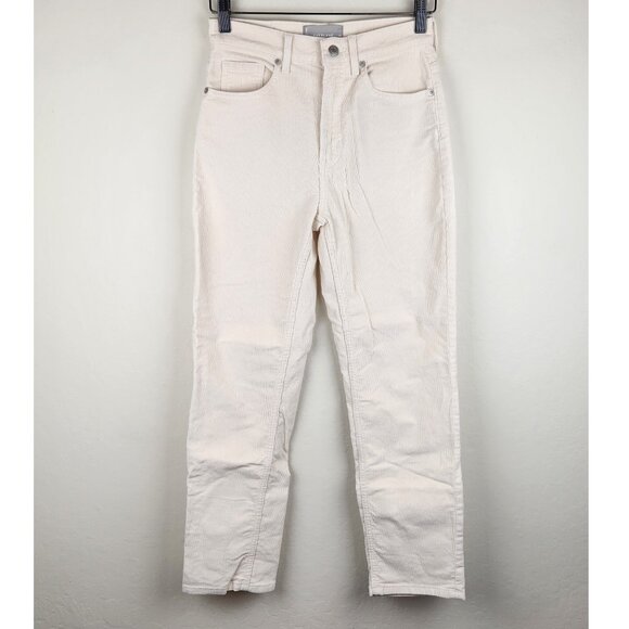 Everlane Baby Cord Cheeky High Waisted Corduroy Pants Tan/Cream sz 26 - Picture 1 of 9